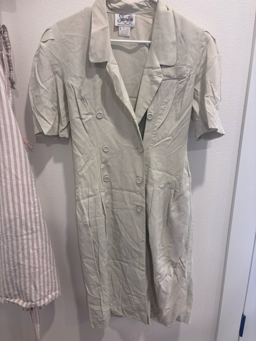 Vintage Secrets Cream Collared button down dress- Soft Neutral Top